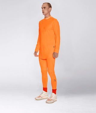Born Tough Mock Neck High-Performance Long Sleeve Base Layer Shirt For Men Orange