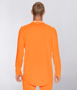 Born Tough Mock Neck 4-way Stretchable Long Sleeve Base Layer Shirt For Men Orange