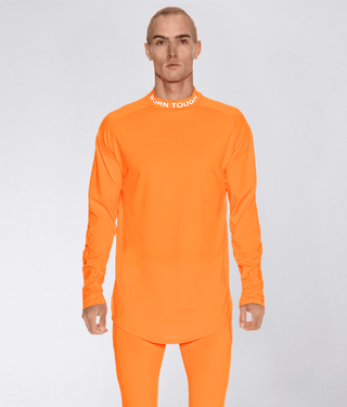 Born Tough Mock Neck Elegant Fitting Long Sleeve Base Layer Shirt For Men Orange