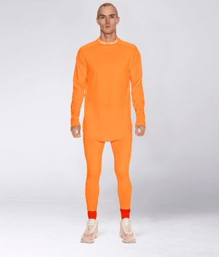 Born Tough Mock Neck Ultrasoft Long Sleeve Base Layer Shirt For Men Orange