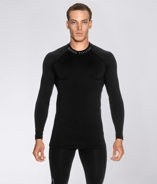 Born Tough Mock Neck High-Performance Long Sleeve Compression Shirt For Men Black