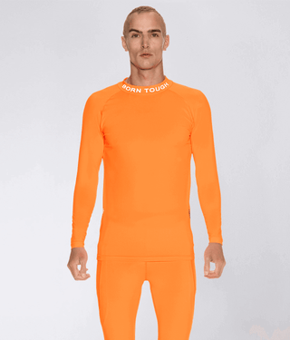Born Tough Mock Neck High-Performance Long Sleeve Compression Shirt For Men Orange