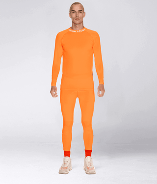 Born Tough Mock Neck 4-Way Stretch Long Sleeve Compression Shirt For Men Orange
