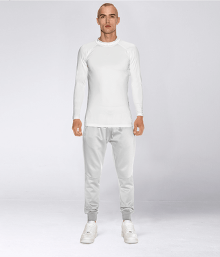 Born Tough Mock Neck 4-Way Stretch Long Sleeve Compression Shirt For Men White