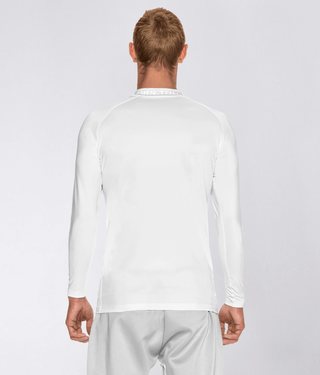 Born Tough Mock Neck Reflective Design Long Sleeve Compression Shirt For Men White