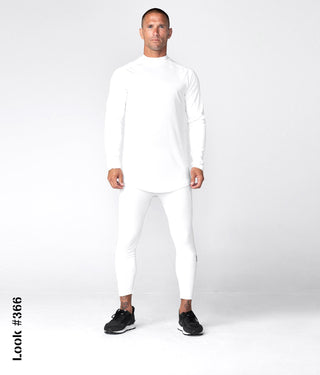 Born Tough Mock Neck Elegant Fitting Long Sleeve Base Layer Shirt For Men White