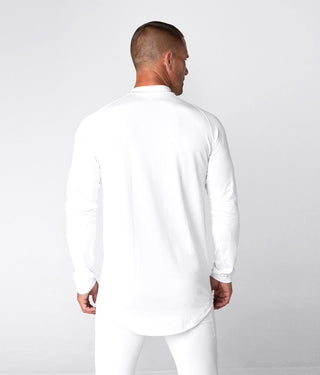 Born Tough Mock Neck High-Performance Long Sleeve Base Layer Shirt For Men White