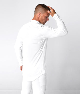 Born Tough Mock Neck Reflective Design Long Sleeve Base Layer Shirt For Men White
