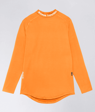 Born Tough Mock Neck Reflective Design Long Sleeve Base Layer Shirt For Men Orange