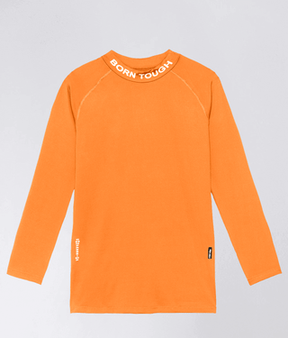 Born Tough Mock Neck Longitudinal Elasticity Long Sleeve Compression Shirt For Men Orange