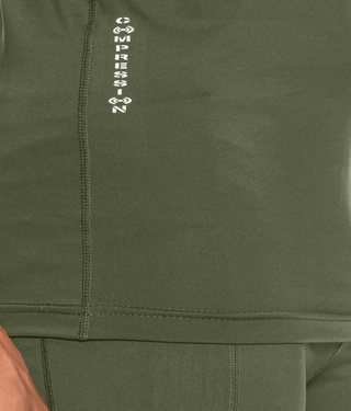 Born Tough Mock Neck Elegant Fitting Short Sleeve Compression Shirt For Men Military Green