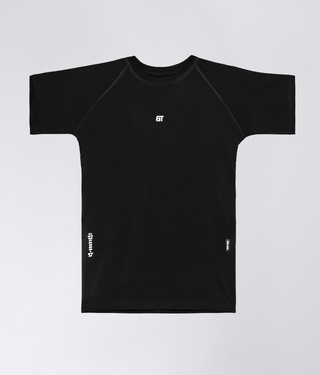 Born Tough Mock Neck Longitudinal Elasticity Short Sleeve Compression Shirt For Men Black