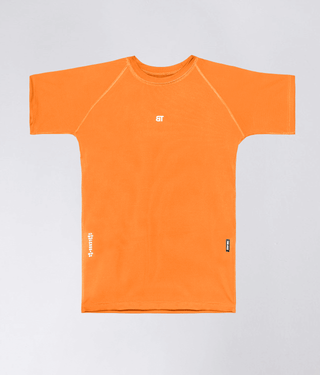 Born Tough Mock Neck Longitudinal Elasticity Short Sleeve Compression Shirt For Men Orange