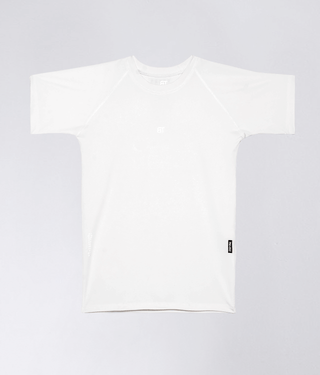 Born Tough Mock Neck Longitudinal Elasticity Short Sleeve Compression Shirt For Men White