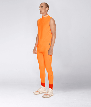 Born Tough Mock Neck Extended Curve Hem Sleeveless Base Layer Shirt For Men Orange