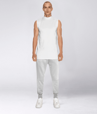 Born Tough Mock Neck 4-way Stretchable Sleeveless Base Layer Shirt For Men White