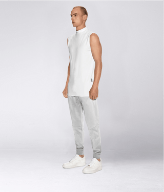 Born Tough Mock Neck Extended Curve Hem Sleeveless Base Layer Shirt For Men White