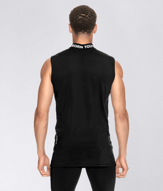 Born Tough Mock Neck Elegant Fitting Sleeveless Base Layer Shirt For Men Black