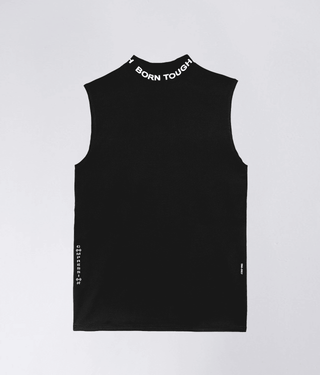 Born Tough Mock Neck Longitudinal Elasticity Sleeveless Base Layer Shirt For Men Black