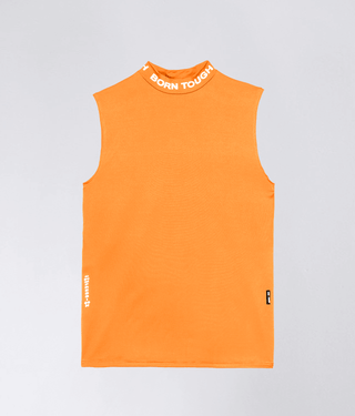 Born Tough Mock Neck Longitudinal Elasticity Sleeveless Base Layer Shirt For Men Orange