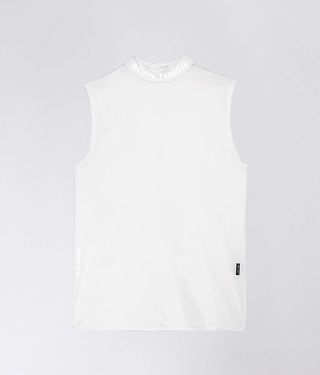Born Tough Mock Neck Longitudinal Elasticity Sleeveless Base Layer Shirt For Men White