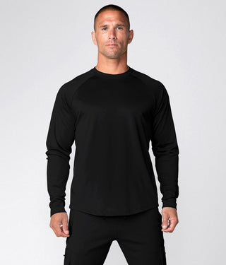 Born Tough Momentum Supersoft Double Cotton Blend Fabric Long Sleeve T-Shirt For Men Black