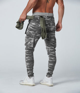 Born Tough Slim Fit Bodybuilding Cargo Jogger Pants For Men Grey Camo