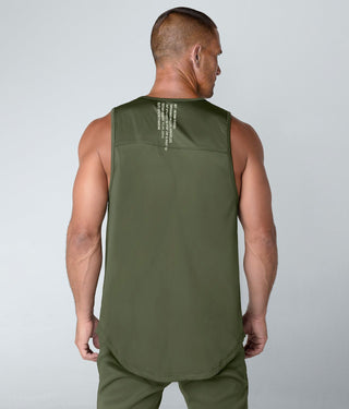 Born Tough Momentum Extended Back Hem Tank Top For Men Military Green