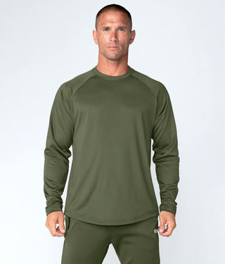 Born Tough Momentum Supersoft Double Cotton Blend Fabric Long Sleeve T-Shirt For Men Military Green