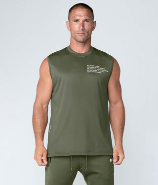 Born Tough Momentum Double Cotton Blend Sleeveless T-Shirt For Men Military Green