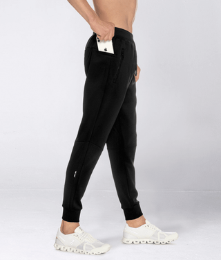 Born Tough Momentum Ergonomically Designed Zipper Jogger Pants For Men Black