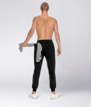 Born Tough Momentum Sweat-Wicking Zipper Jogger Pants For Men Black