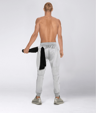Born Tough Momentum Sweat-Wicking Zipper Jogger Pants For Men Grey