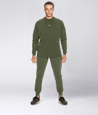 Born Tough Momentum Signature Prestige Fabric Zipper Jogger Pants For Men Military Green