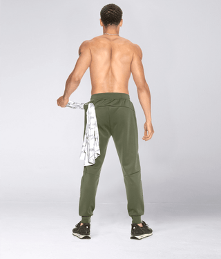 Born Tough Momentum Sweat-Wicking Zipper Jogger Pants For Men Military Green