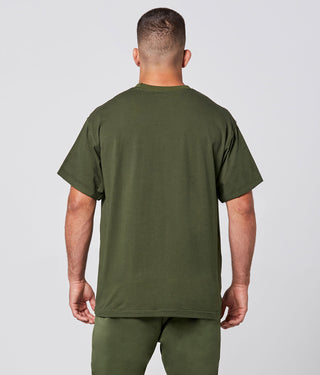 Born Tough Short Sleeve Running Oversized Shirt For Men Military Green