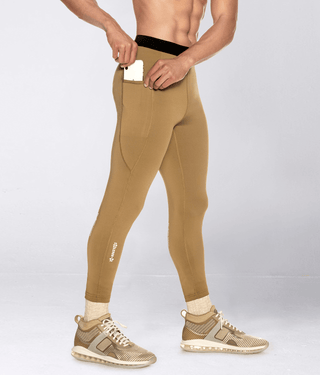 Born Tough Side Pockets Compression Gravity Pocket Gym Workout Pants For Men Khaki