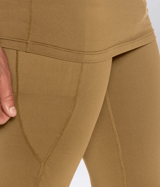 Born Tough Side Pockets Compression Maximum Performance Gym Workout Pants For Men Khaki
