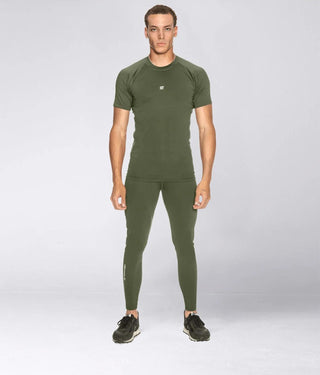 Born Tough Side Pockets Bodybuilding Compression Pants For Men Military Green