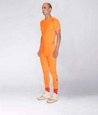 Born Tough Side Pockets Compression Gravity Pocket Gym Workout Pants For Men Orange