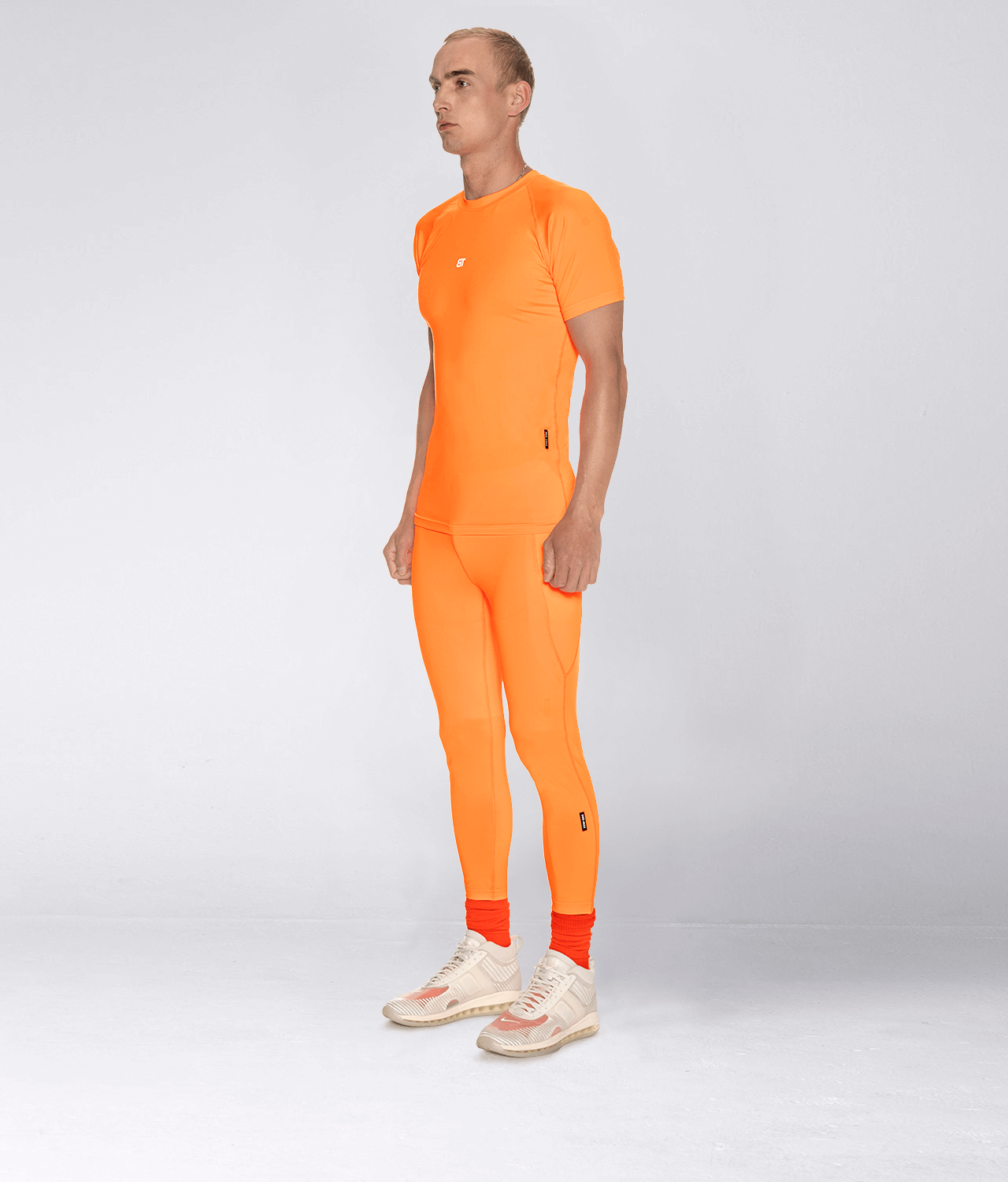 Born Tough Side Pockets Compression Orange Running Legging Pants