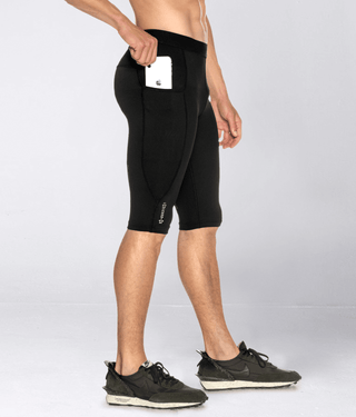 Born Tough Men's Phone Pockets Compression Shorts Black