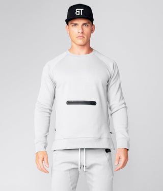 Born Tough Men Heat-Sealed Side-Zip Drop Pocket Crewneck Metal Gray