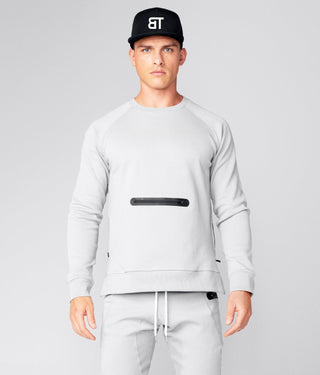 Born Tough Men Heat-Sealed Side-Zip Drop Pocket Crewneck Metal Gray
