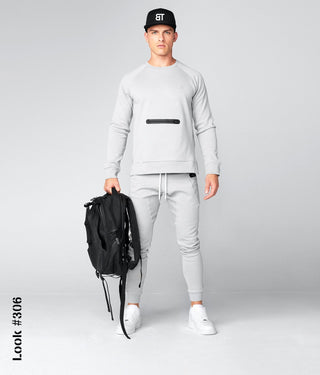 Born Tough Men Stretchable Side-Zip Drop Pocket Crewneck Metal Gray