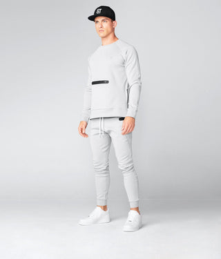 Born Tough Men 3M Reflective Logo Side-Zip Drop Pocket Crewneck Metal Gray