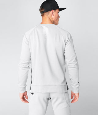 Born Tough Men Flatlock Seams Side-Zip Drop Pocket Crewneck Metal Gray