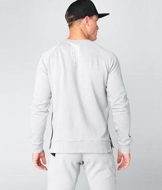 Born Tough Men Flatlock Seams Side-Zip Drop Pocket Crewneck Metal Gray