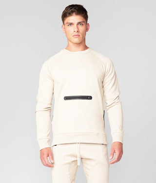 Born Tough Men Heat-Sealed Side-Zip Drop Pocket Crewneck Stone