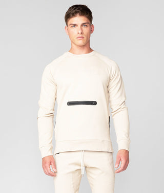 Born Tough Men Heat-Sealed Side-Zip Drop Pocket Crewneck Stone